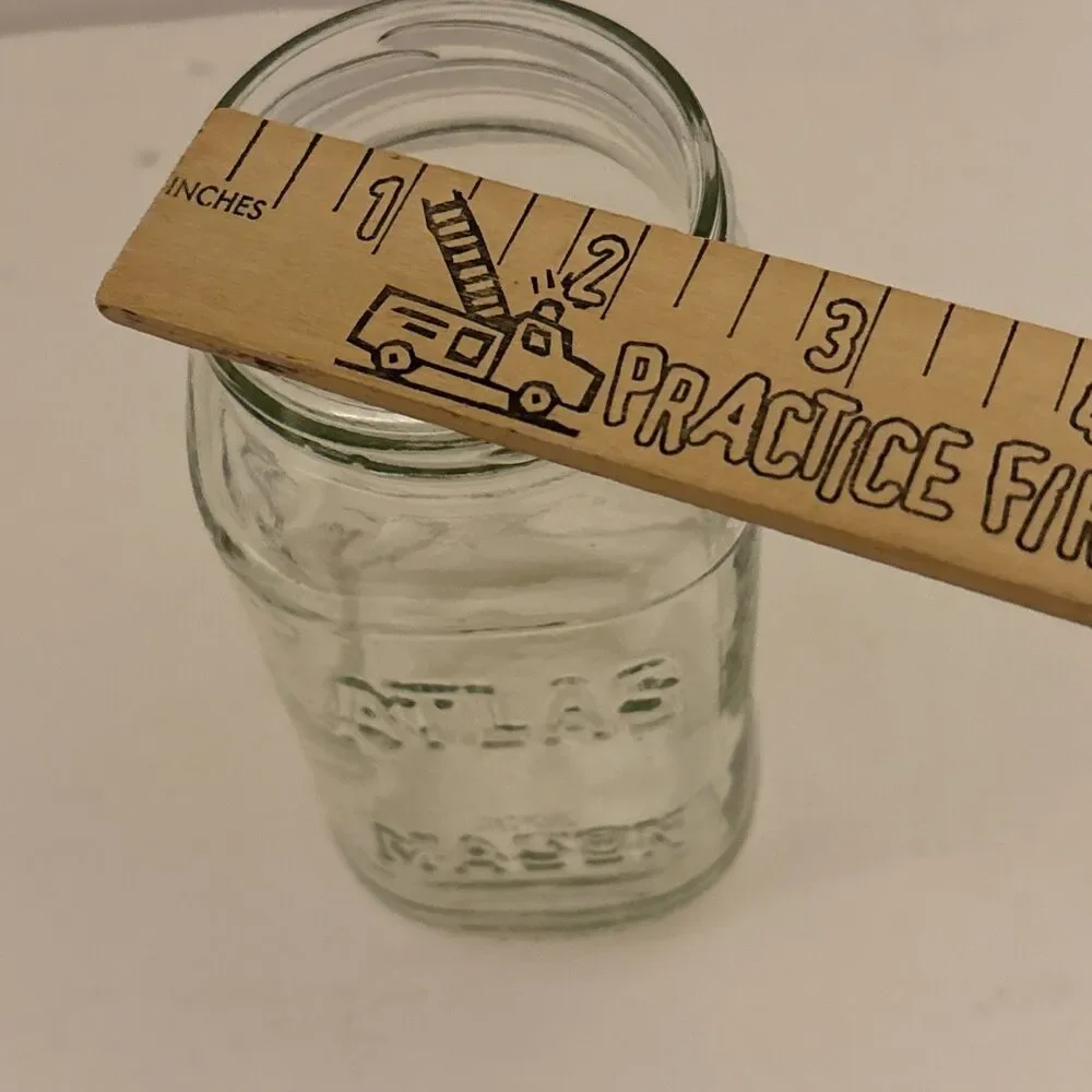 Atlas Mason Clear Glass Jar Pint Hazel-Atlas Glass Company 1910s-1950s NO LID